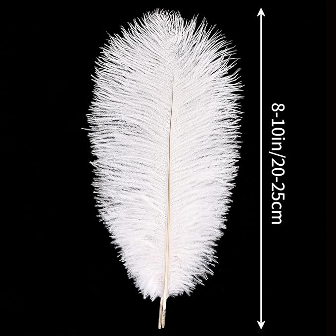 THARAHT White Ostrich Feathers 24pcs Natural Bulk 8-10Inch 20cm-25cm for Crafts Wedding Party Centerpieces Christmas Tree Decoration Feathers-Ruum Studio Home
