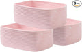 KALLAX Small Woven Basket, 13.5 x 9.5 x 5 Inches, Storage Basket for Organizing, Cute Small Rope Shelf Closet Cube Storage Bins Baskets for Shelves, Dog Toy Gift Baskets Empty, 3 Pack Light Pink-Ruum Studio Home