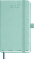 BEZEND Pocket Planner 2025-2026 Weekly and Monthly, 3.5" x 6" Academic Planner (Jul 25-Dec 26) 18-Month Mid-Year Calendar Book, Storage Pocket, Pen Holder, PU Leather Hardcover - Mint Green-Ruum Studio Home