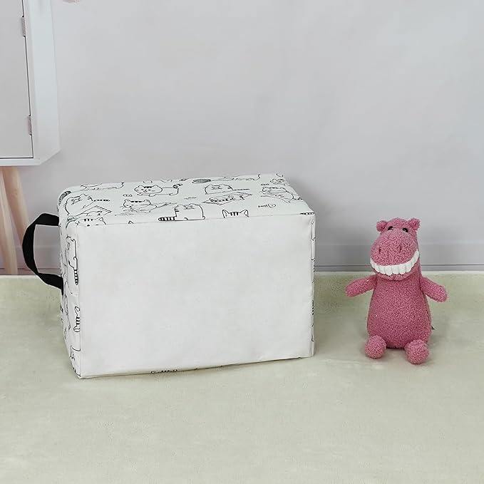 LANGYASHAN Rectangular Storage Bin Collapse Canvas Fabric Cartoon Storage Basket with Handles for Organizing Home Kitchen Boys and Girls Toys Office Closet Shelf Baskets (Rec Cat)-Ruum Studio Home