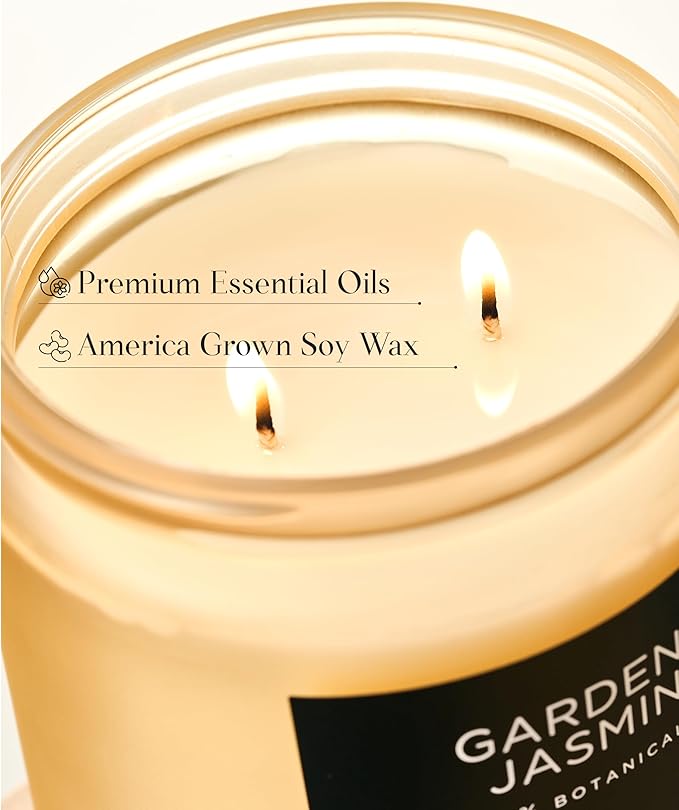 M&SENSE Gardenia Jasmine Scented Candle - 11.6oz Natural Soy Wax Clean Non Toxic 70-Hour Burn, 2-Wick Aromatherapy Candle for Bath & Office - Highly Scented Housewarming Gift for Mom Teacher Friends-Ruum Studio Home