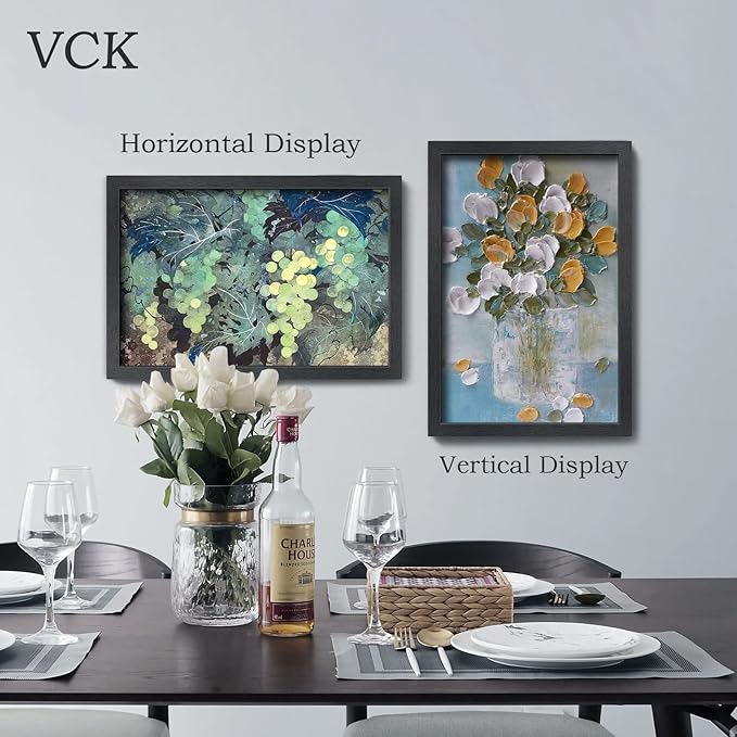 VCK 16x24 Poster Frames Set of 3, Black Solid Wood Picture Frame, Textured Exclusive Wall Gallery Frame-Ruum Studio Home