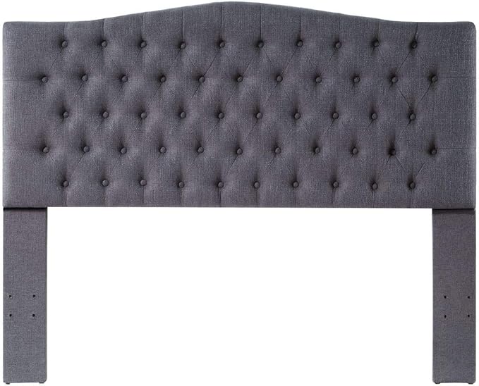 24KF Upholstered Tufted Button Linen Fabric Headboard,Comfortable Fashional Headboard Queen/Full Size,Dark Gray-Ruum Studio Home