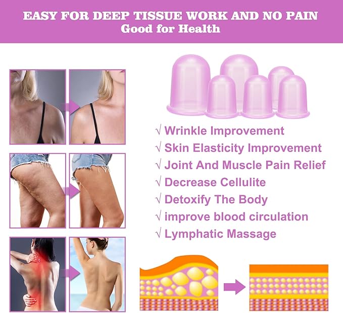 Silicone Cupping Therapy Set - Cupping Kit for Massage Therapy - Cellulite Remover Cupping Set - Anti Cellulite Cup Massager, Vacuum Suction Massage Cups for Cellulite Reduction-Ruum Studio Home