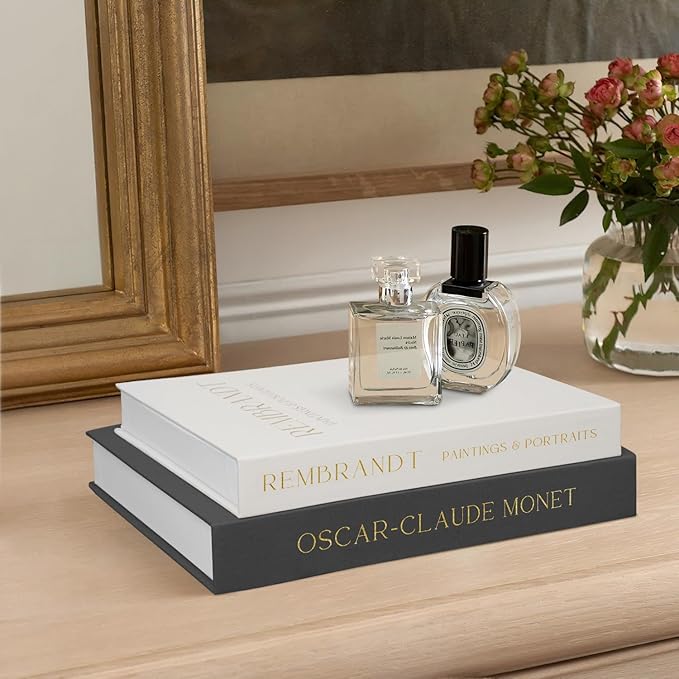 Linen Decorative Books for Home Decor,Set of 2 Aesthetic Faux Decor Book for Decoration,Fake Books for Bookshelf,Keepsake Storage Box (Gray & Beige)-Ruum Studio Home