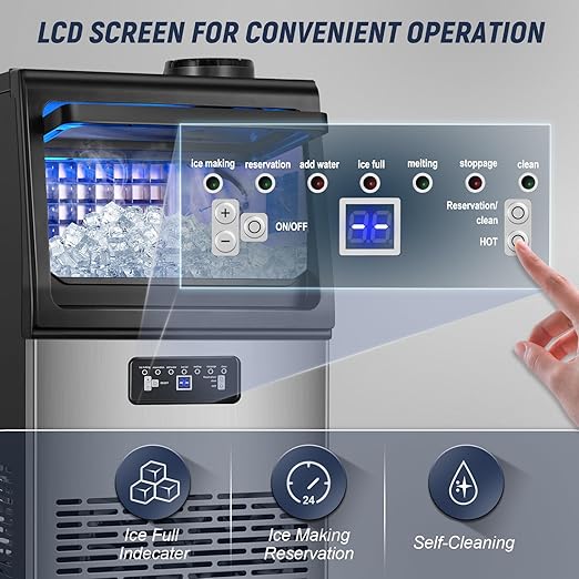 Commercial Ice Maker Machine 100LBS/24H with 20LBS Storage Bin, Gallon Water & Facuet Water Inlet, 36PCS 15" Wide Undercounter/Freestanding Ice Maker Machine for Home Bar Outdoor, Self Cleaning-Ruum Studio Home