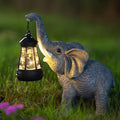 Solar Garden Statue Lights Elephants Figurine with Solar Lantern, Outdoor Yard Decorations for Patio Porch Home, Christmas Elephant Gifts for Women - Unique Housewarming Gifts-Ruum Studio Home