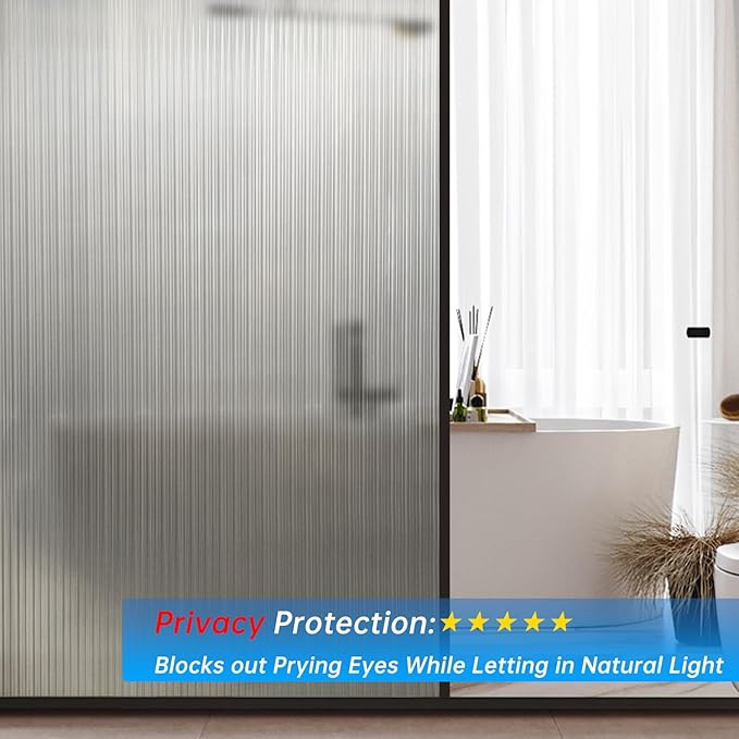 Frosted Glass Window Privacy Film Decorative, Bathroom Privacy Film for Glass Windows Cover, Static Cling, Removable, Reusable, Anti-UV, Anti-Glare, Heat Blocking,Changhong,17.5X78.7Inch-Ruum Studio Home