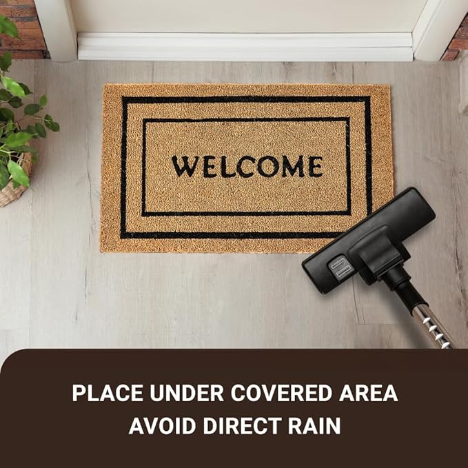 KANKUN Coco Coir Door Mat with Heavy Duty Backing, Welcome Doormat (17" x 30"), Doormat Entrance (Welcome Double)-Ruum Studio Home