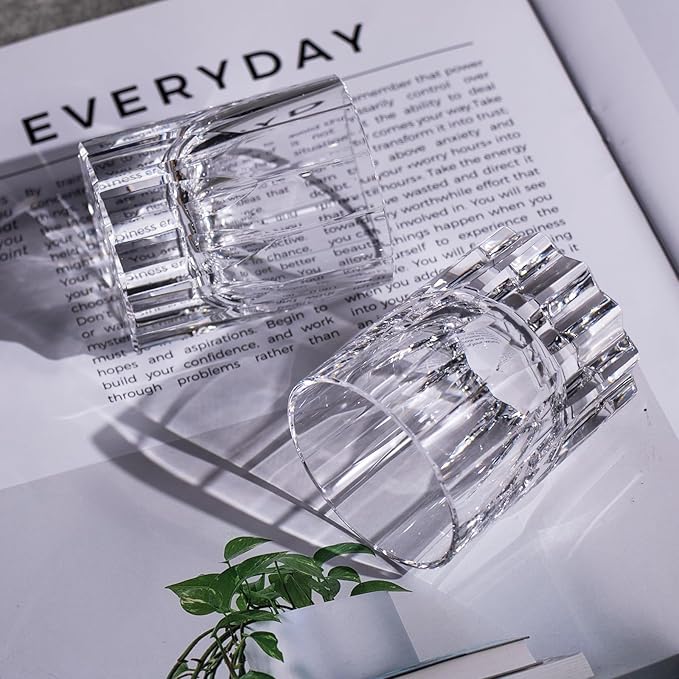 KAMMAK Crystal Whiskey Glasses Set of 2, Handcrafted 7.1oz Old Fashioned Glasses Stemless, Luxury Hand Blown Cocktail Glasses, Scotch Cup for Women, Men Gift for Bourbon Barware, Home Bar-Ruum Studio Home