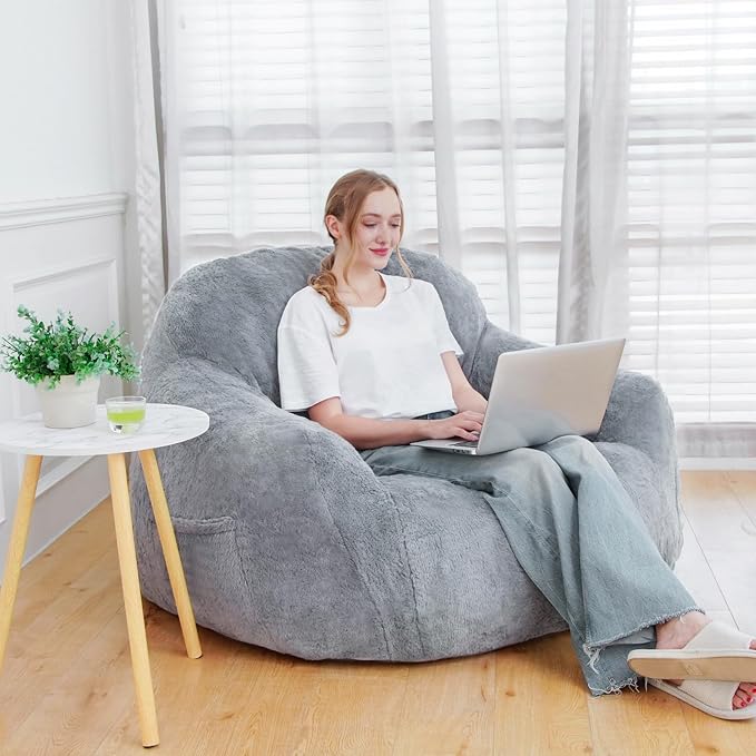 Giant Bean Bag Chair, Oversized Bean Bag Chairs for Adults and Kids, Gaming Chair Stuffed Memory Foam | Storage | Non-Slip, Removable Bean Bag Sofa Comfy Chair for Bedroom, Livingroom-Ruum Studio Home