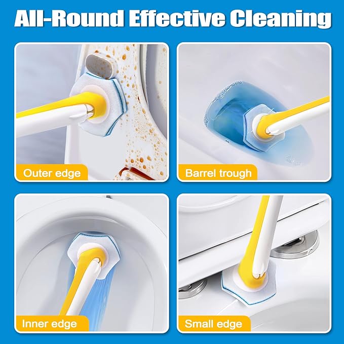 JEHONN Disposable Toilet Brush with 40PCS Wand Cleaner Refills, Wall Mounted Toilet Bowl Brush Holder Set, Bathroom Cleaning System for Sink Bathtub Wash Basin (Yellow)-Ruum Studio Home