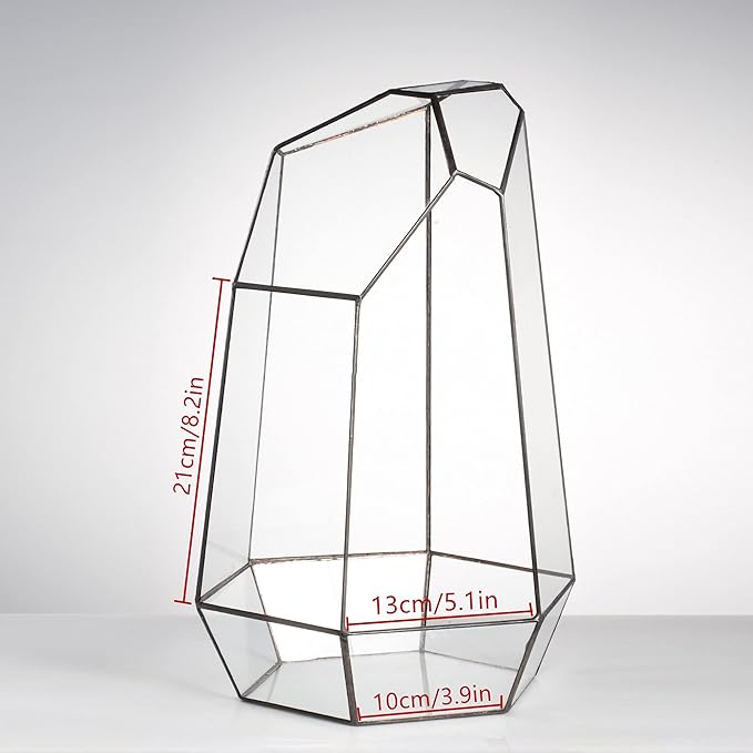 NCYP Large Geometric Terrarium - 16 Inches Tall Irregular Open Glass Terrarium Pot - Home Garden Tabletop Decoration Planter for Air Plants Succulents, Handmade (NO Plants, No Door)-Ruum Studio Home