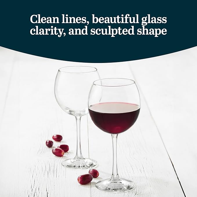 Libbey Midtown Red Wine Glass Set, 18.25 Oz Elegant Large Red Wine Glasses Set of 8, Long Stem Glass Wine Glasses for Weddings, Birthdays, and More-Ruum Studio Home