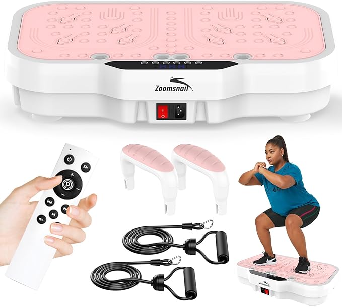 Vibration Plate Exercise Machine, 8000 Vibrations/min Adjustable Fitness Platform, 400 Lbs Capacity Whole Body Workout Extra Large Size Platform with Bluetooth for Weight Loss, Women & Men-Ruum Studio Home