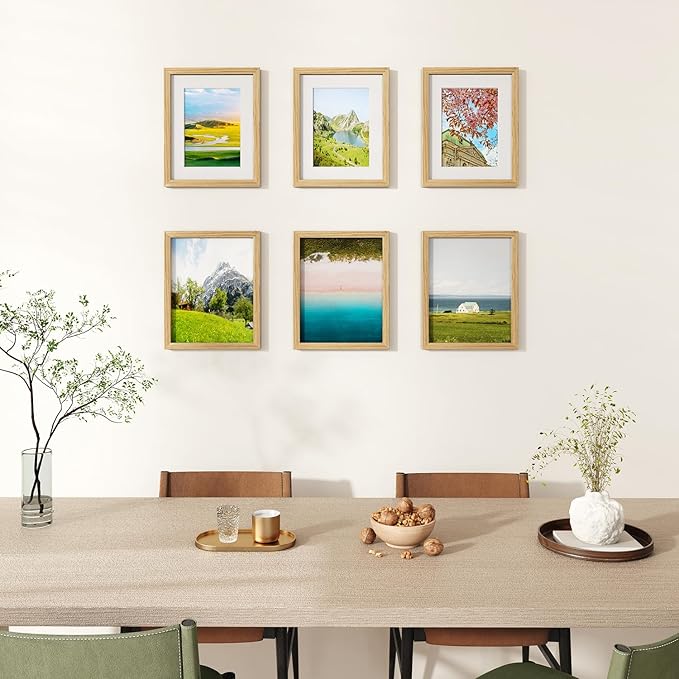 IBUYKE 8x10 Picture Frame,Solid Oak Wood 8x10 Photo Frame with Mat to 5x7,10x8 Picture Frames With Tempered Glass,Tabletop or Wall Mount Display,Home Decor,Natural Oak 8 x 10 Frame,UWPF0810N-Ruum Studio Home