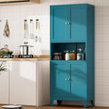 69" Tall Kitchen Pantry Cabinet, Metal Storage Cabinet with 4 Doors and Adjustbale Shelves, Freestanding Cupboards for Dining Room, Living Room, Bathroom-Ruum Studio Home