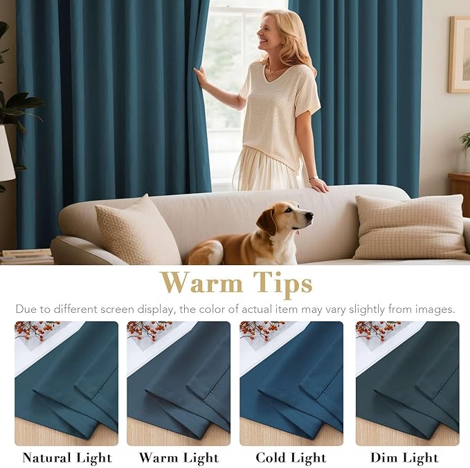 H.VERSAILTEX Premium Blackout Thermal Insulated Room Darkening Curtains for Bedroom/Living Room - Classic Grommet Top (2 Panels, Dark Teal, 52 Inch by 108 Inch)-Ruum Studio Home