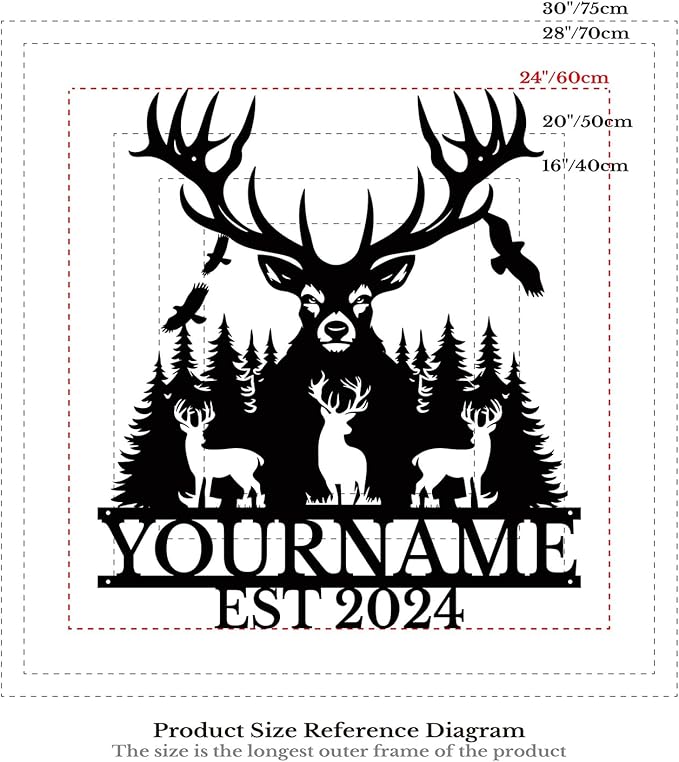 Personalized Metal Signs: Custom Shed Wall Decor, Black Deer Wall Art, Home Signs Plaques, Outdoor Decorative Signage (Style A)-Ruum Studio Home