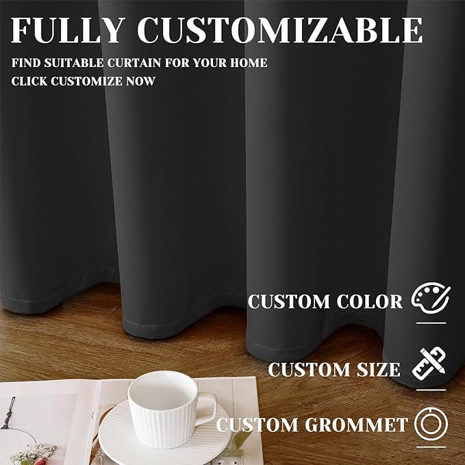 ChrisDowa Custom Blackout Curtain for Bedroom and Living Room. Thermal Insulated Room Darkening Curtain 1 Panel (Custom Size and Color)-Ruum Studio Home