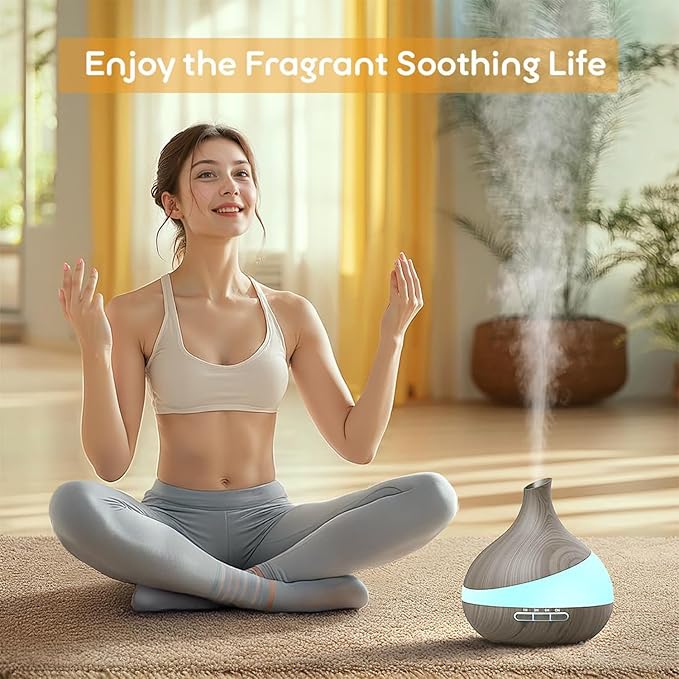 500ML Essential Oil Diffuser: Aroma Diffuser with Remote Control for Hotel Spa Yoga Room - Humidifiers for Bedroom with 14 Colors LED Night Light for Kids/Women Home Relaxation-Ruum Studio Home
