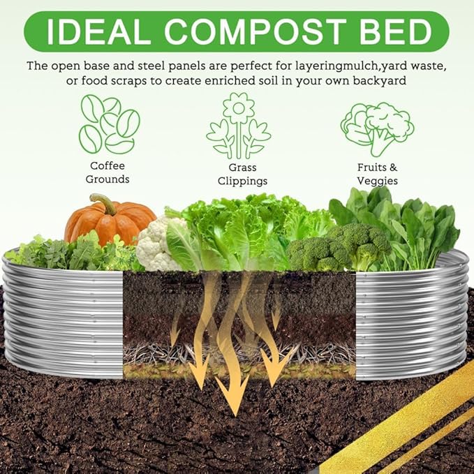 FRIZIONE 2pcs Tall 8x4ft Galvanized Raised Garden Bed Outdoor,Steel Garden Bed for Vegetables,Above Ground Garden Box for Flower,Metal Raised Beds for Gardening-Ruum Studio Home