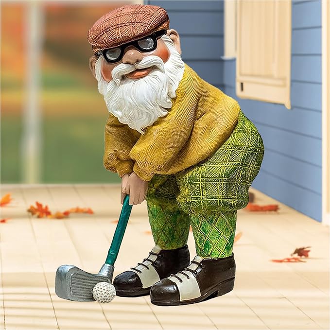 Elenon Golf Gnome Garden Statue Decorative, Adorable Flower Bed Decor Gnome Outdoor Decor, Funny Yard Patio Art Decor Dwarf Sculptures Table Ornament-Ruum Studio Home