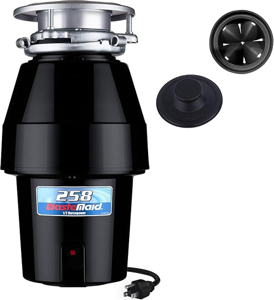 Waste Maid 10-US-WM-258-3B Garbage Disposal Anti-Jam Stainless Steel Food Waste Grinding System, 1/2 HP Mid Duty, Black-Ruum Studio Home