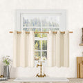 LAMIT Short Linen Window Curtains 30 Inches Long 2 Panels, Beige Semi Sheer Light Filtering Panels Bronze Grommet Neutral Drapes for Basement/Small Windows, 34 x 30 Inch-Ruum Studio Home