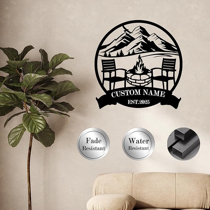 Custom Metal Camping Signs Outdoor - Personalized Size Rustic Wall Art, Lake House Decor, Farmhouse Gift for RV, Cabin & Garden - MADE IN USA-Ruum Studio Home