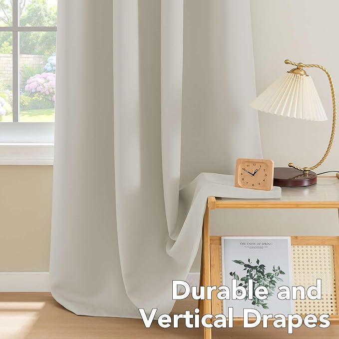 H.VERSAILTEX Room Darkening Curtains for Living Room Light Reducing Thermal Insulated Window Treatment Panels/Drapes Grommet Top 2 Panels (Pale Oak - 52 x 96 Inches)-Ruum Studio Home