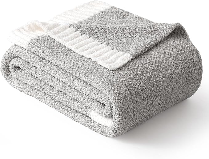 MIULEE Light Grey Super Soft Throw Blanket for Couch, Cozy Fluffy Warm Throws Knit Blankets for Sofa, Bed, Chair, Living Room, Camping, Picnic, 50 x 60 inch-Ruum Studio Home