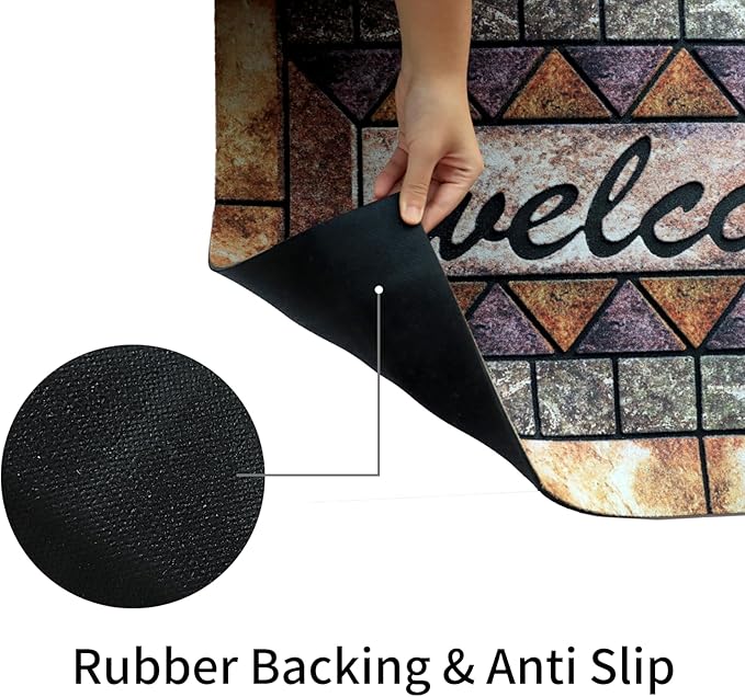 Door Mat Welcome Mat, Heavy Duty Door Mat 23.6 x 35.4 Inch Front Door Mat Rug Doormat for Outdoor Entrance Home Non-Slip Rubber Rug for Front Door, Outside, Entryway, Patio (Brown Welcome)-Ruum Studio Home