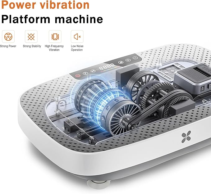 Vibration Plate Exercise Machine, Ultra-Quiet Vibration Plate for Lymphatic Drainage & Body Toning, Whole Body Vibration Platform with Bluetooth, Resistance Bands, Home Gyms Equipment-Ruum Studio Home