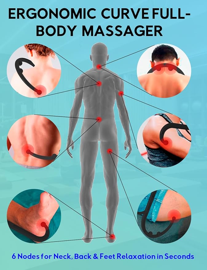 Deep Tissue Massage Cane - Handheld Back & Neck Massager for Muscle Pain Relief, Trigger Point Therapy, Shoulder Knot Remover - Muscle Relaxation Tool for Home Office Travel - Self Massage Stick-Ruum Studio Home
