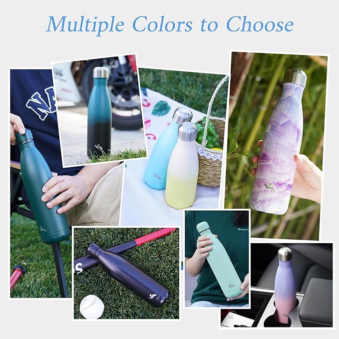 Insulated Water Bottles,25 oz Double Wall Stainless Steel Vacumm Metal Flask for Sports Travel,Macaron Green-Ruum Studio Home