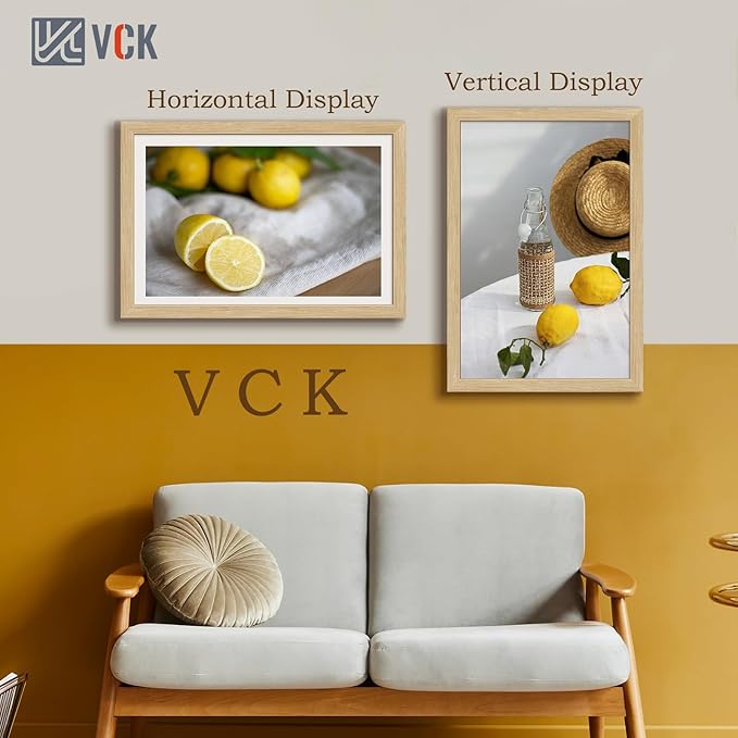 VCK 16x24 Oak Wood Frame for Poster & Picture, Natural Solid Wood Photo Frames 3 Pack, Wall Gallery Frame-Ruum Studio Home