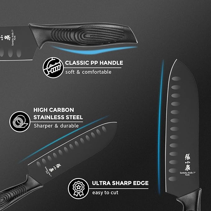ZHANG XIAO QUAN SINCE 1628 15Pcs Knife Sets for Kitchen with Block,Knife Set with Built-in Sharpener Dishwasher Safe（Master A）-Ruum Studio Home