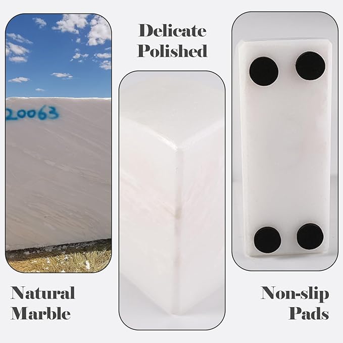 Marble Bookend for Shelves, Non-Skid Bookends for Heavy Books, Heavy Duty Book Stopper for CDs, Luxury Book Shelf Holder, Quarter Circle Design Book Ends Decorative, Namib Fantasy, Set of 2-Ruum Studio Home