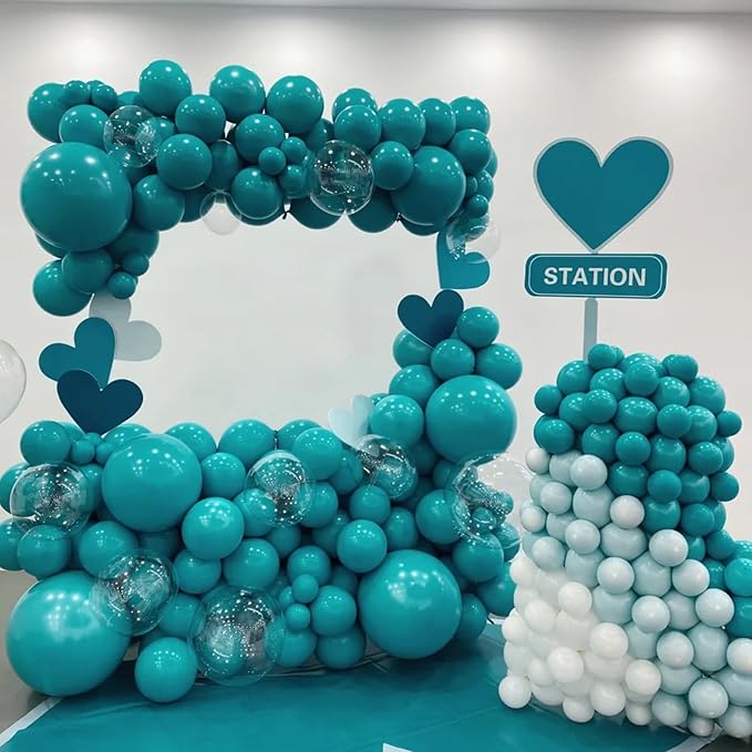 130pcs Peacock Blue Balloons Different Sizes 18" 12" 10" 5" Teal Blue Latex Balloon Garland Arch Kit for Birthday Baby Shower Graduation Wedding Gender Reveal Anniversary Party Decorations-Ruum Studio Home