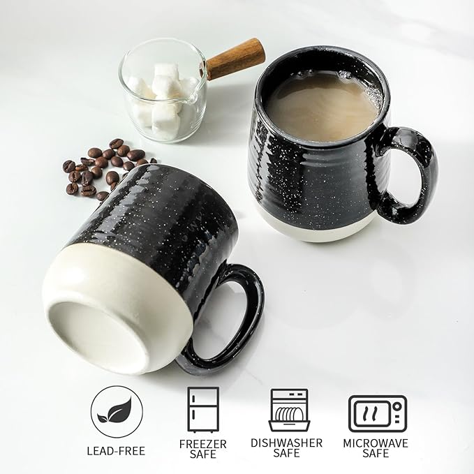 Hasense Coffee Mugs Ceramic, 15 oz Large Coffee Cups with Handle for Home and Office, Latte Mugs Set for Coffee, Tea, Hot Cocoa, Mocha, Black Coffee Cup Gift for Dad Mom, Dishwasher Microwave Safe-Ruum Studio Home