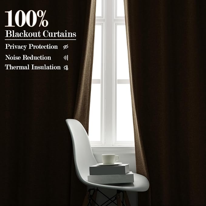 Sand Beige Pinch Pleat 100% Blackout Drapes Linen Blend, Room Divider, Room Darkening, Energy Saving, Furniture Protecting, Light Blocking Extra Wide Privacy Curtains, 200Wx108L, 1 PC-Ruum Studio Home