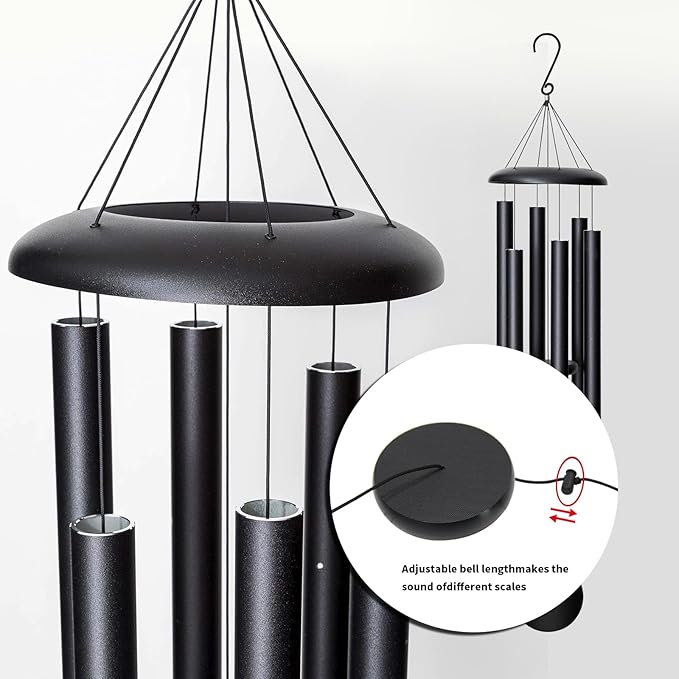 45'' Wind Chimes Outdoor,Memorial Wind Chime, Large Wind Chimes for Outside Deep Tone, Sympathy Gifts. Black-Ruum Studio Home