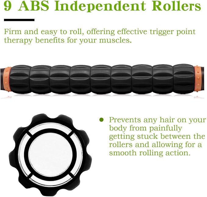 Muscle Roller Stick for Athletes - Massage Roller to Reduce Muscle Soreness, Cramping & Tightness in Legs, Arms, Back & Calves-Body-Building Apparatus-Ruum Studio Home