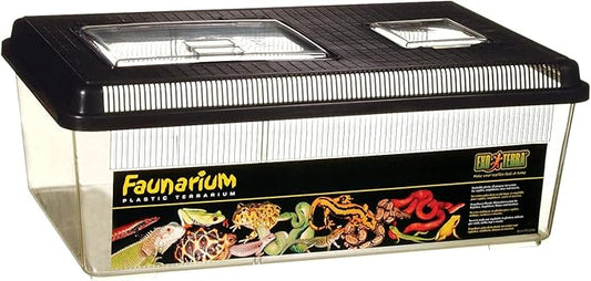 Exo Terra Faunarium Flat Home Plastic Reptile Terrarium, Large (18" x 12" x 6.5"), Ideal for Temporary Housing, Quarantine, and Transport, Transparent Plastic Door for Easy Access-Ruum Studio Home