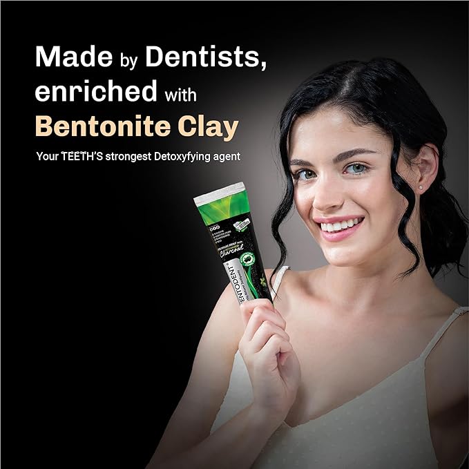 BENTODENT Fluoride Free Organic Charcoal Toothpaste with Bentonite Clay for Teeth Whitening- Natural Sensitive Teeth Whitening Toothpaste, Vegan, Travel-Ruum Studio Home