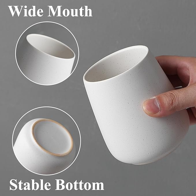 Speckled White Toothbrush Holder Set - 2Pcs Bathroom Ceramic Tooth Brushing Holders, Toothbrush Cup, Toothpaste Organizer for Countertop, Makeup Brush Holder, Pen Holder for Home Desktop Storage-Ruum Studio Home