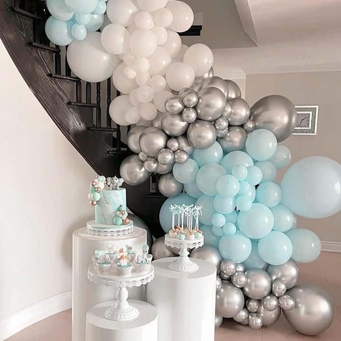 130pcs Pale Aqua Balloons Different Sizes 18" 12" 10" 5" Aqua Blue Latex Balloon Garland Arch Kit for Birthday Baby Shower Graduation Wedding Gender Reveal Anniversary Party Decorations-Ruum Studio Home