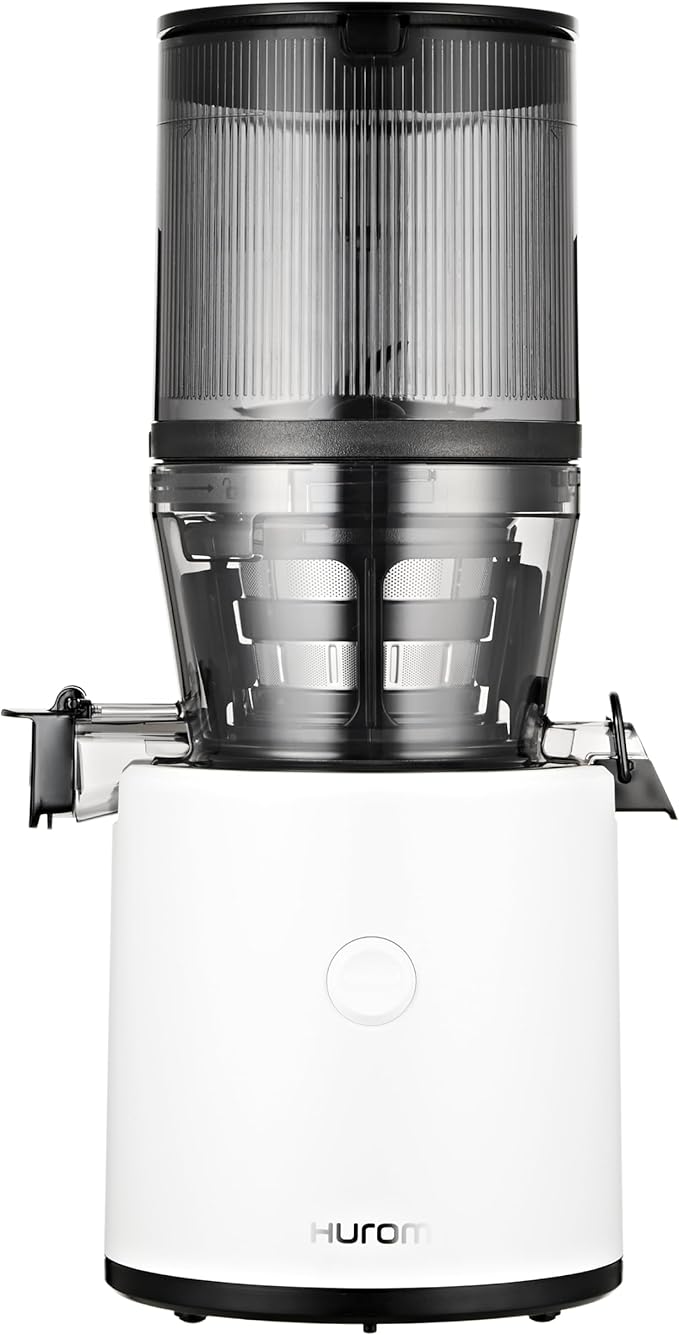 Hurom H320 Cold Press Juicer Machine, Easy to Clean Masticating Slow Juicer, Coarse Strainers, Self-Feeding, Hands Free, Family Size, Quiet Motor, Easy Assembly (White)-Ruum Studio Home
