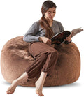 Bean Bag Chair 3Ft, Memory Foam Filled, Large Beanbag Chairs for Adults and Teens, Soft Sofa with Removable Flannel Cover, Round Couch for Living Room Bedroom College Dorm (Coffee, 3FT-36×36"×24")-Ruum Studio Home